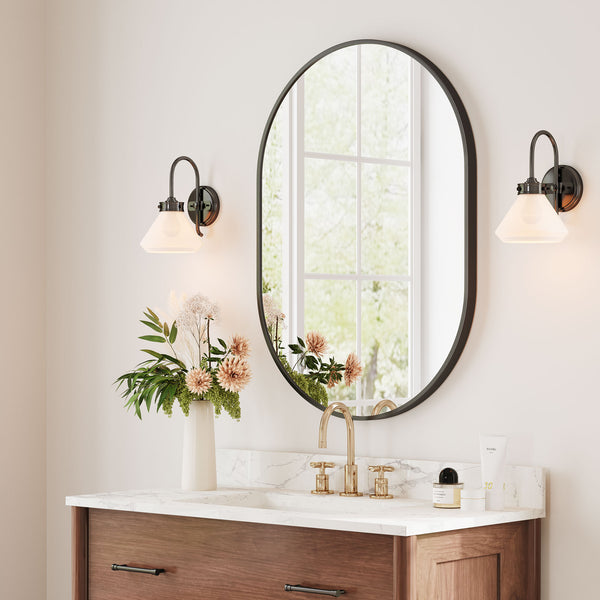 Dripex Oval Mirror, 70 x 50cm Wall Mounted Bathroom Mirror, Horizontal or Vertical Hanging Wall Mirror for Living Room, Bedroom, Entryway