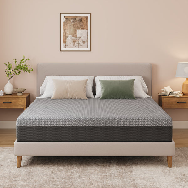 Vesgantti Gel Memory Foam Mattress for Cool Sleep & Pressure Relief, Medium Firm, 3D Geometric Textured Cover, Grey, CertiPUR-US Certified
