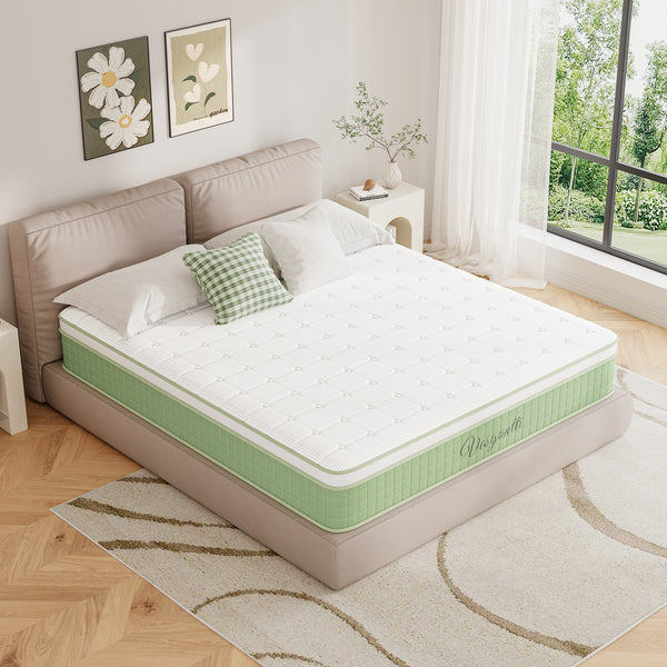 Vesgantti 10 Inch Hybrid Mattress with Memory Foam & Individually Pocket Spring, Medium Firm Orthopedic Mattress for Pressure Relief & Motion Isolation