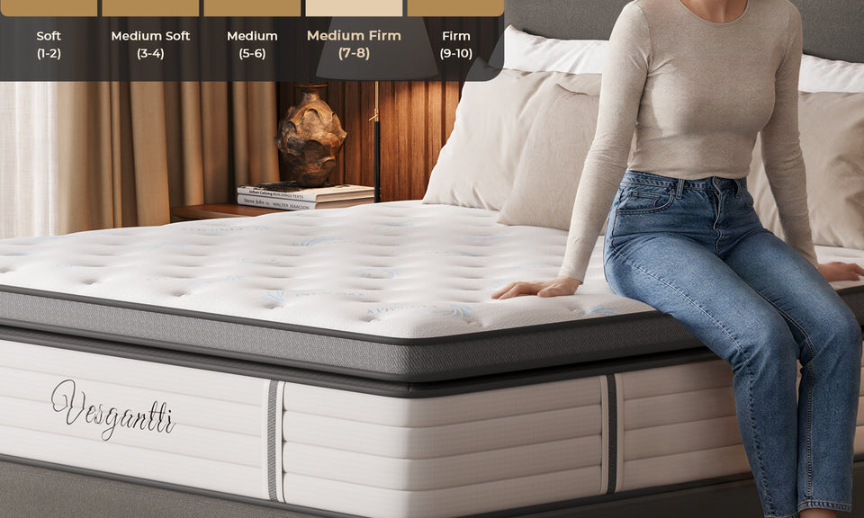 Vesgantti 1700/2000/2400 Pocket Sprung Cool Touch Hybrid Mattress, Double, Medium Firm | Dual-Layer Spring System, Instant Cooling Cover, Ideal for Hot Sleepers & Back Pain Sufferers, 14 Inch, 10 Layers, Euro Top