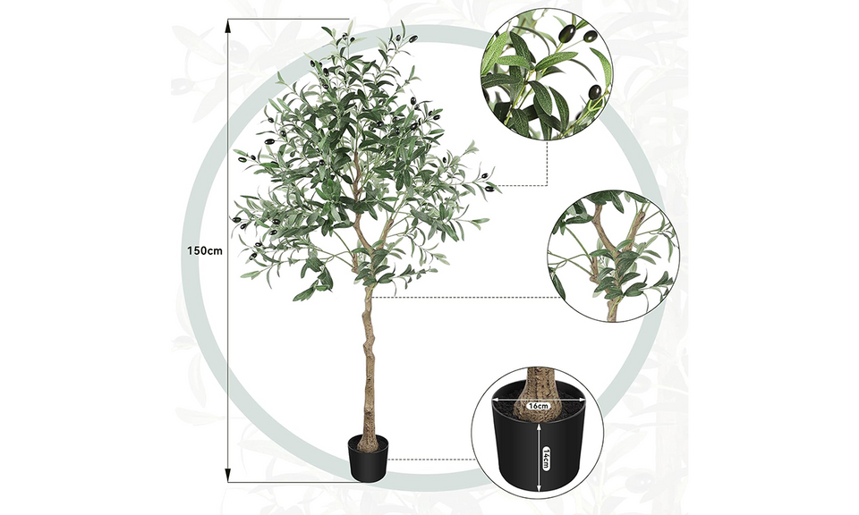 YOLEO 4FT/5FT/6FT/7FT Artificial Olive Tree Tall Faux Silk Olive Plant with Lifelike Olive Leaves Fake Olive Tree for Home Office Indoor Decor
