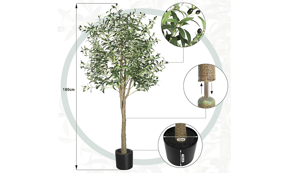 YOLEO 4FT/5FT/6FT/7FT Artificial Olive Tree Tall Faux Silk Olive Plant with Lifelike Olive Leaves Fake Olive Tree for Home Office Indoor Decor