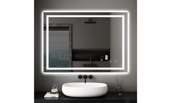 Dripex 3 Colors Bathroom Mirror with LED Lights, Illuminated Backlit Wall Mounted Vanity Mirror Dimmable Switch Demister Pad, Horizontal/Vertical [Energy Class E]
