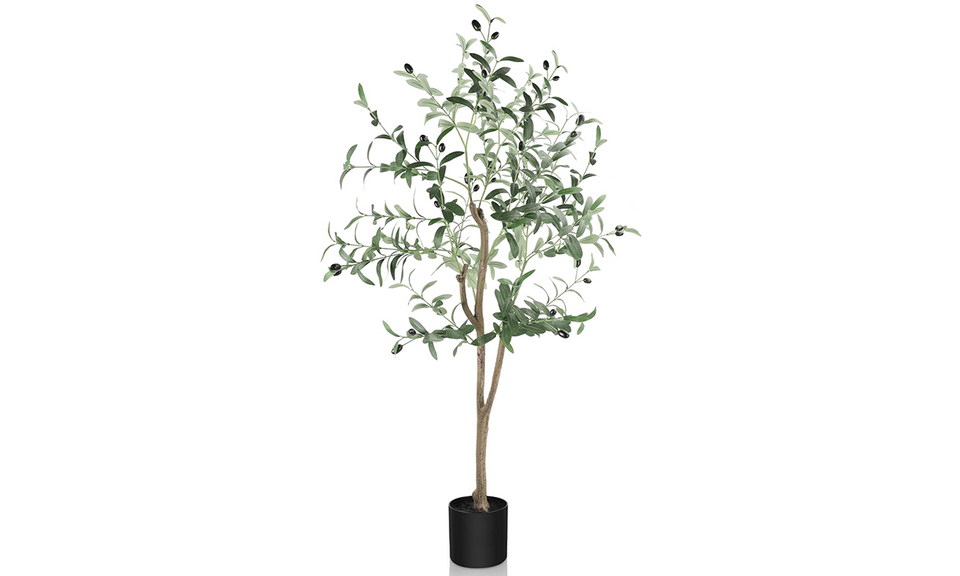 YOLEO 4FT/5FT/6FT/7FT Artificial Olive Tree Tall Faux Silk Olive Plant with Lifelike Olive Leaves Fake Olive Tree for Home Office Indoor Decor