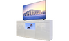 Dripex 135cm LED TV Cabinet, Modern High Gloss TV Stand with Ambient Lights & Storage, Entertainment Unit for 22''-55'' TVs, White