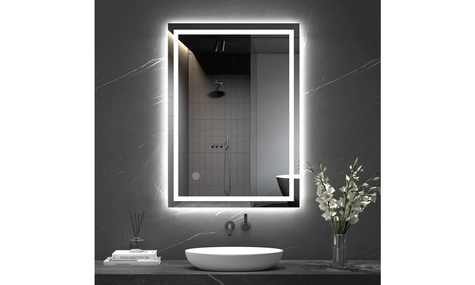 Dripex Bathroom Mirror with LED Lights, Illuminated Bathroom Mirror Wall Mounted Vanity Mirror, Bathroom Light Mirror with Demister Pad, Horizontal/Vertical [Energy Class B]