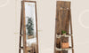 Dripex Jewelry Organiser Mirror Wardrobe, 360-degree View‌ Swivel Jewelry Storage, Lockable, 3 in 1 Free Standing Mirror with Storage Shelves