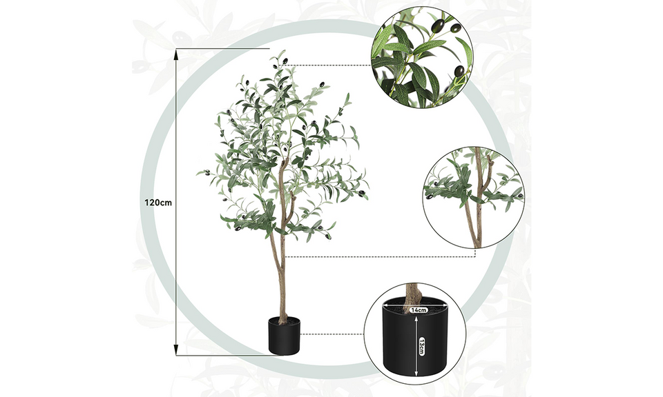 YOLEO 4FT/5FT/6FT/7FT Artificial Olive Tree Tall Faux Silk Olive Plant with Lifelike Olive Leaves Fake Olive Tree for Home Office Indoor Decor