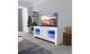 Dripex 130cm LED TV Stand Cabinet with Drawer & Shelves, Modern Entertainment Unit for 22''-52'' TVs, White Cream