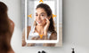 Dripex LED Bathroom Mirror Cabinet, Bathroom Mirror Cabinet with LED Lights Shaver Socket and Demister Pad, Non-contact Sensor Switch, White/Left hinge