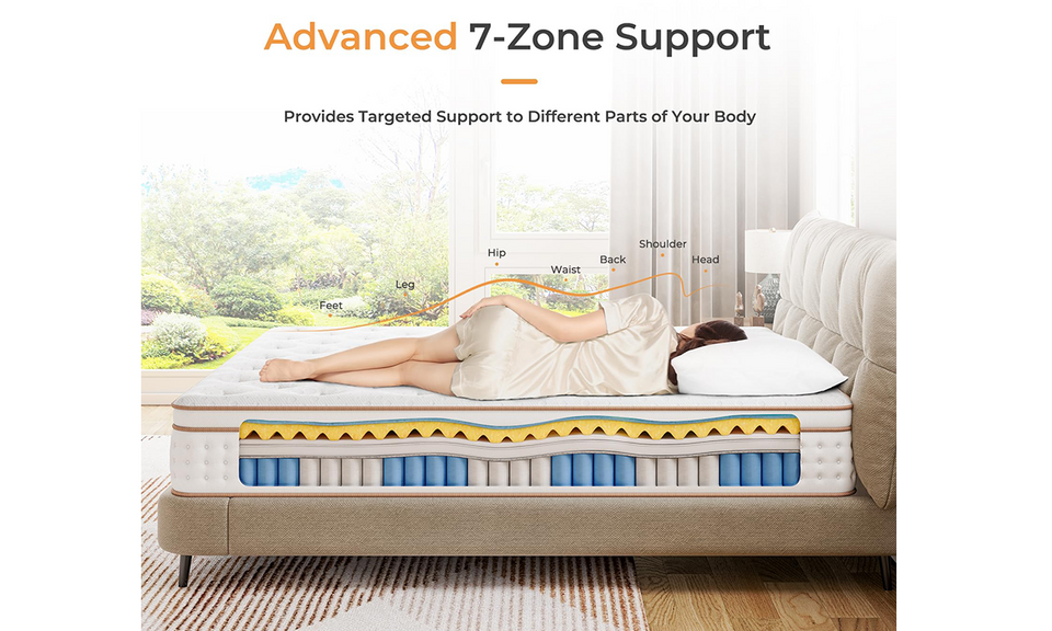 Vesgantti 10.2 Inch Hybrid Mattress with Breathable Foam and Individually Pocket Spring - Edge Support & Motion Isolation, Medium Firm Mattress