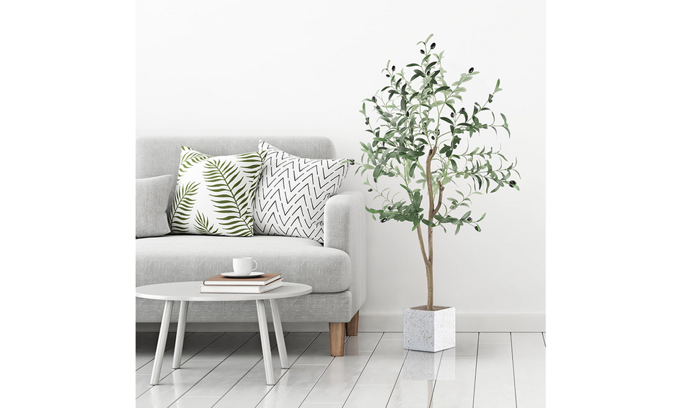 YOLEO 4FT/5FT/6FT/7FT Artificial Olive Tree Tall Faux Silk Olive Plant with Lifelike Olive Leaves Fake Olive Tree for Home Office Indoor Decor