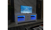 Dripex 130cm LED TV Stand Cabinet with Drawer & Shelves, Modern Entertainment Unit for 22''-52'' TVs, White Cream