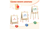 Dripex Kid Wooden Art Easel, Double-Sided Height Adjustable Painting Blackboard with Magnetic Accessories Chalk and Sponge