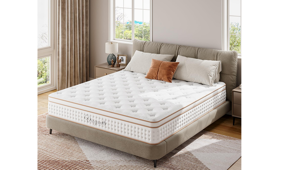 Vesgantti 10.2 Inch Hybrid Mattress with Breathable Foam and Individually Pocket Spring - Edge Support & Motion Isolation, Medium Firm Mattress