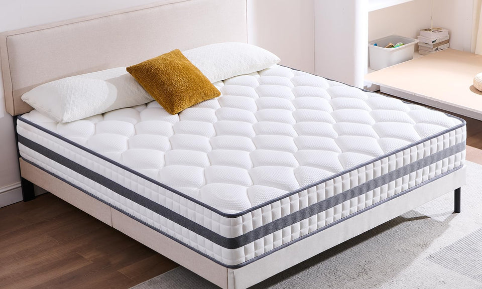 Twirest Double Mattress, Hybrid Memory Foam and Spring Mattress, Zonal Support, Decompression, Medium Firm, Soft and Breathable Cloth, Mattress-in-Box, 135x190x22cm