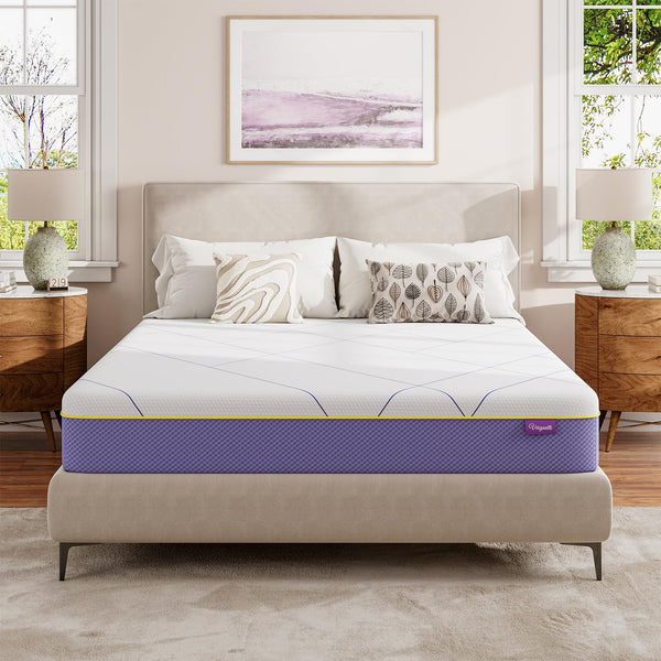 Vesgantti 16/18/20cm Memory Foam Mattress with Gel Foam for Cooling Comfort & Pressure Relief - Medium, Lavender Purple