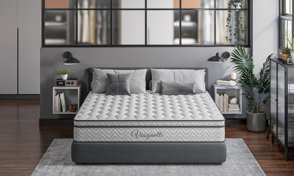 Vesgantti 10.3 Inch Hybrid Mattress with Breathable Foam and Individually Pocket Spring - Medium Firm, Classic Box Top Collection