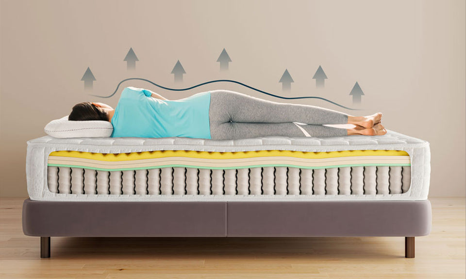Vesgantti 10 Inch Hybrid Mattress with Breathable Memory Foam and Individually Pocket Spring - Medium Firm, White