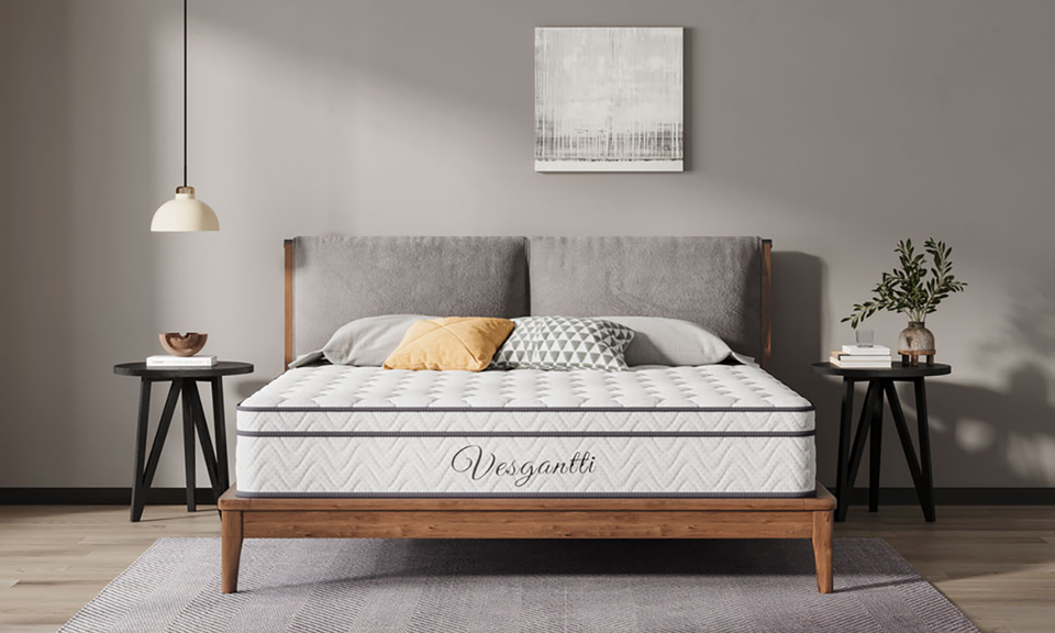 Vesgantti 10.3 Inch Hybrid Mattress with Breathable Foam and Individually Pocket Spring - Medium Firm, Classic Box Top Collection
