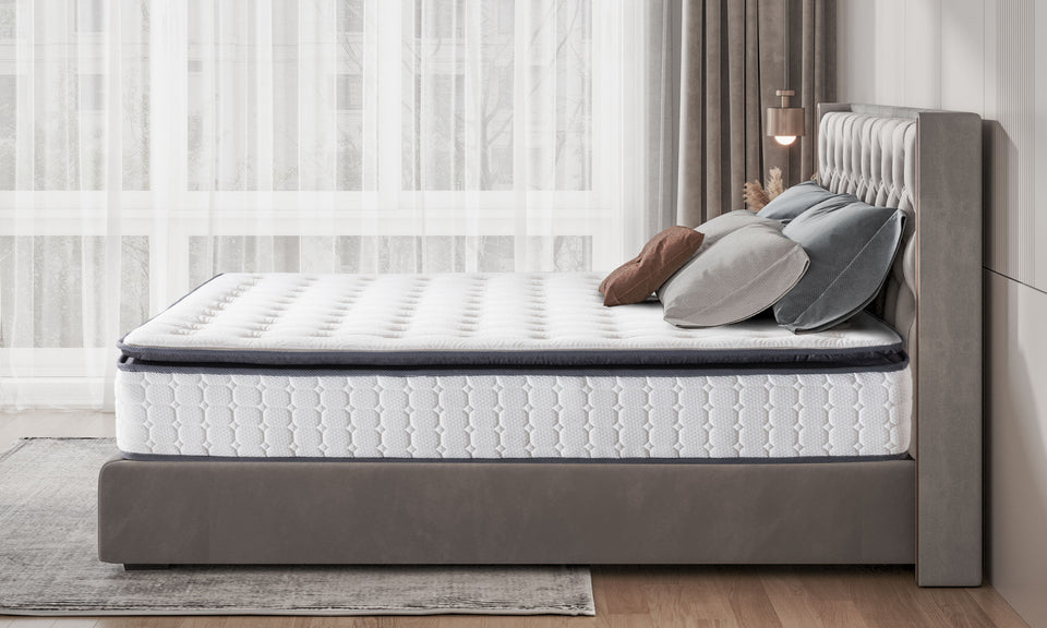 Vesgantti 10.6 Inch Pocket Sprung Mattress with Breathable Foam and Individually Pocket Spring - Medium, Upgraded Pillow Top Collection