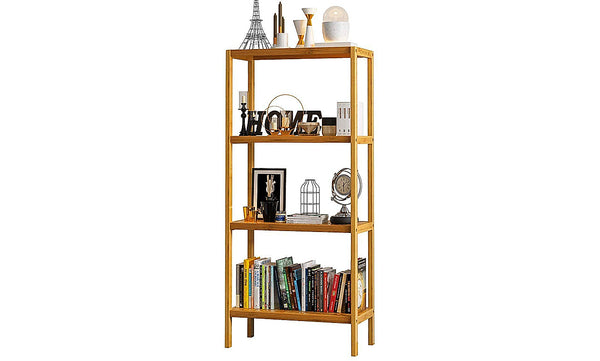 Dripex Bamboo Shelf 4 Tier Free Standing Shelf Unit Storage Shelf Rack Utility Organizer Stand for Bathroom Kitchen Living Room,Home Standing Shelves,Kitchen storage Shelving Unit
