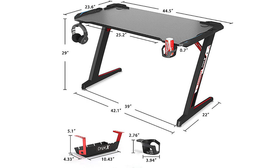 Dripex Ergonomic Z-Shaped Gaming Desk