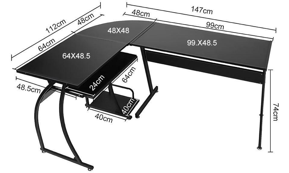 Dripex Corner Computer Desk, L Shaped Corner Gaming Desk for PC with CPU Stand