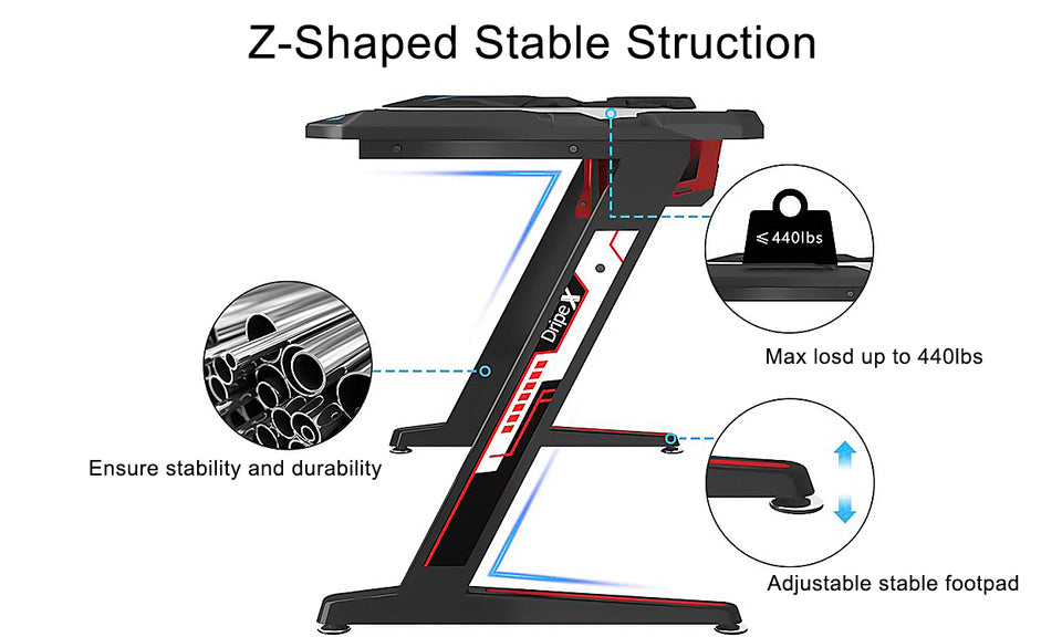 Dripex Ergonomic Z-Shaped Gaming Desk