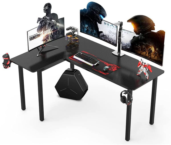 Dripex L shaped Corner Gaming Desk Large Desktop Surface with Cup Holder