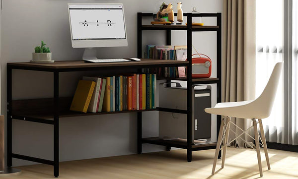Yoleo Computer Desk with 4 Tier Storage Shelves,Computer Tables - Desks for Mobile Solutions,Office Desks | Computer & Home Office Desks
