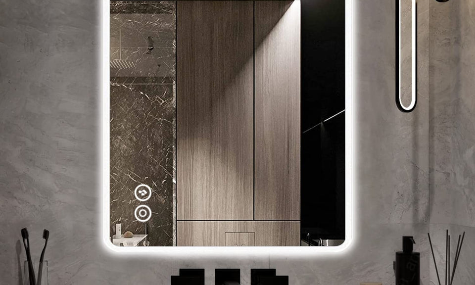 Dripex Illuminated Backlit LED Bathroom Mirror, 600*800 MM Bluetooth Bathroom Mirrors with Dimmable LED Lights and Demister Pad, Horizontal/Vertical