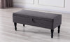 This upholstered bench serves as storage as well as a design element in your home