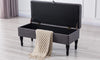 Mission Beige Tufted Fabric Storage Ottoman Bench Beige