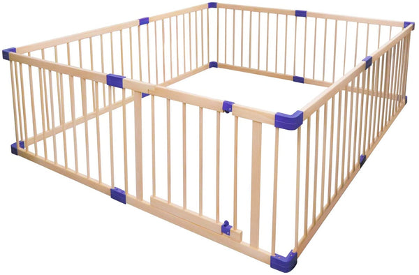 Dripex 204 x 184cm/ 204 x 154cmWooden Baby Playpen, 8 Panels Large Play Fence for Toddlers, Kids Rectangle Activity Center Safety Play Yard with Lockable Door for Indoor and Outdoor