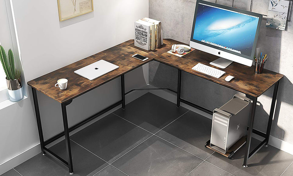 Dripex Corner Computer Desk, L Shaped Corner Gaming Desk for PC with CPU Stand
