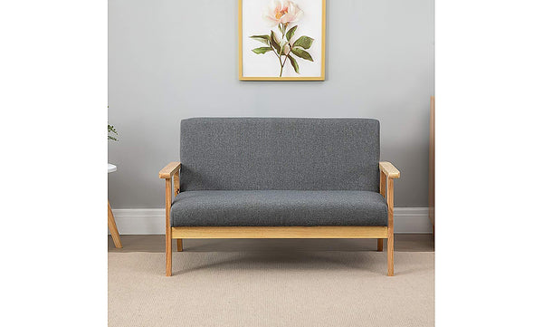 iropro 2 Seater  Wooden Frame Linen Square Arm Sofa