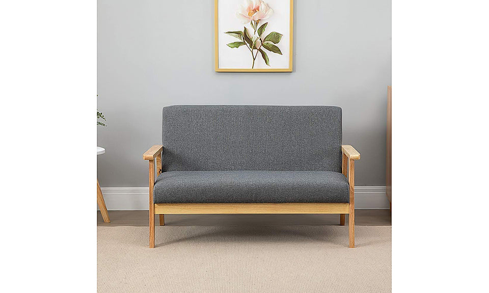 iropro 2 Seater  Wooden Frame Linen Square Arm Sofa