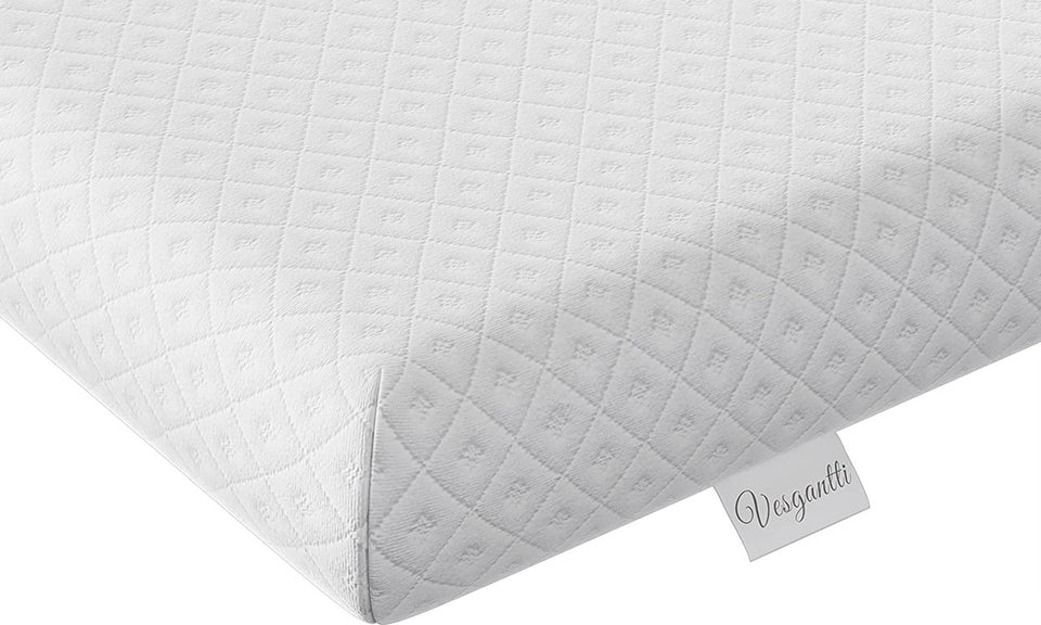 Vesgantti 3/4 Inch Memory Foam Mattress Topper, Gel & Bamboo Charcoal Infused Bed Topper for Cooling Sleep & Pressure Relieving with Washable Cover, White