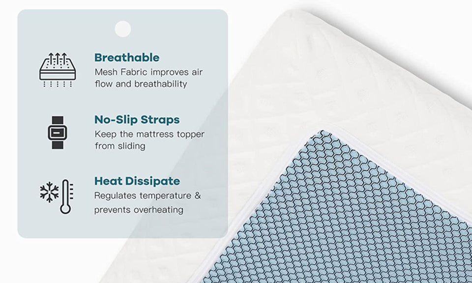Vesgantti 3/4 Inch Memory Foam Mattress Topper, Gel & Bamboo Charcoal Infused Bed Topper for Cooling Sleep & Pressure Relieving with Washable Cover, White