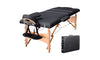 Vesgantti Portable Massage Bed Table - 3-Section Foldable Beauty Couch for Reiki Therapy Treatment Salon Healing - Metal Headrest Support/Carry Bag (Black/Beige White)