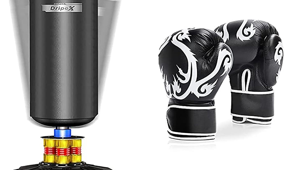 Dripex 69''Adult Free Standing Boxing Punch Bag with Boxing Gloves, Heavy Duty Punching Bag Stand with Suction Cup Base
